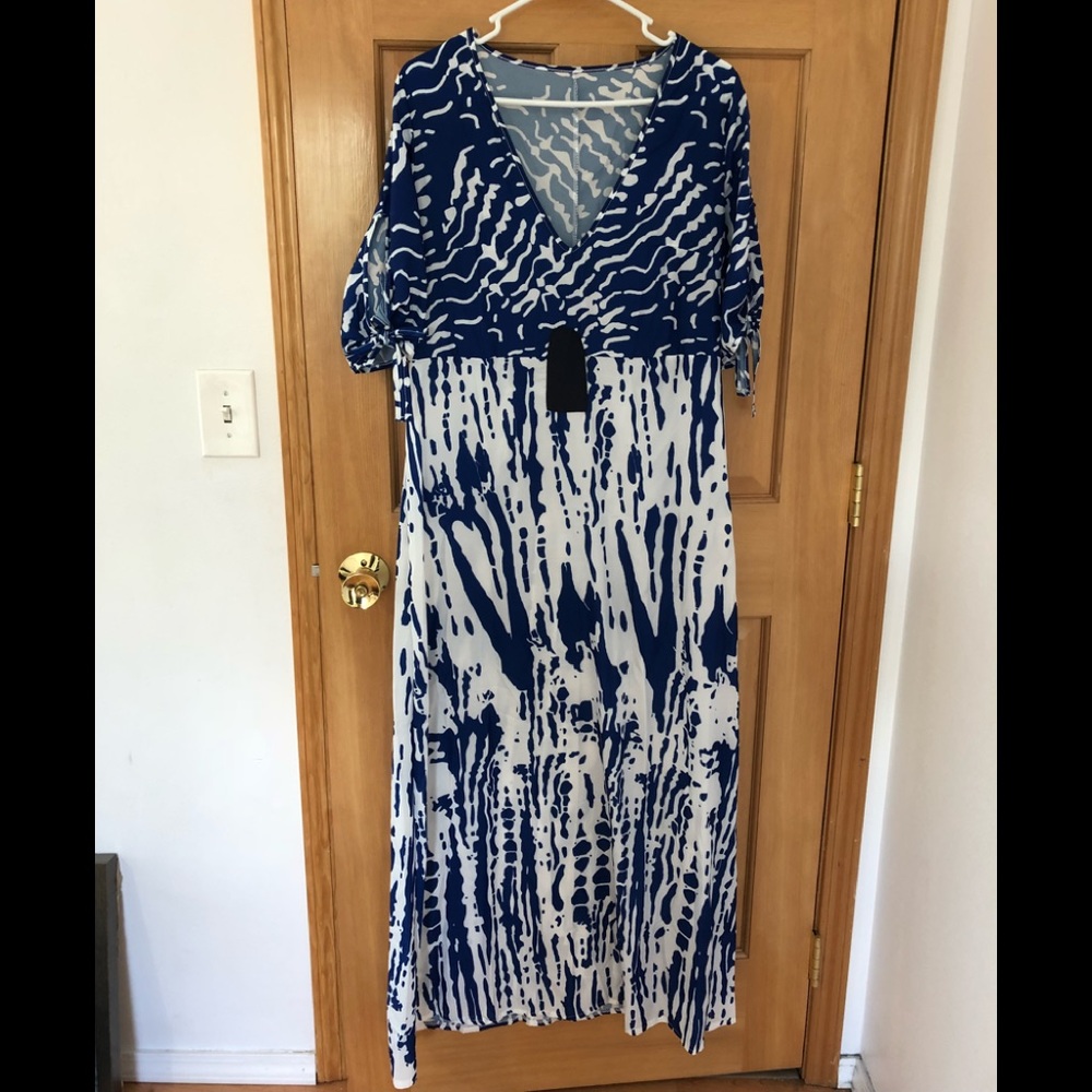 Blue and white maxi